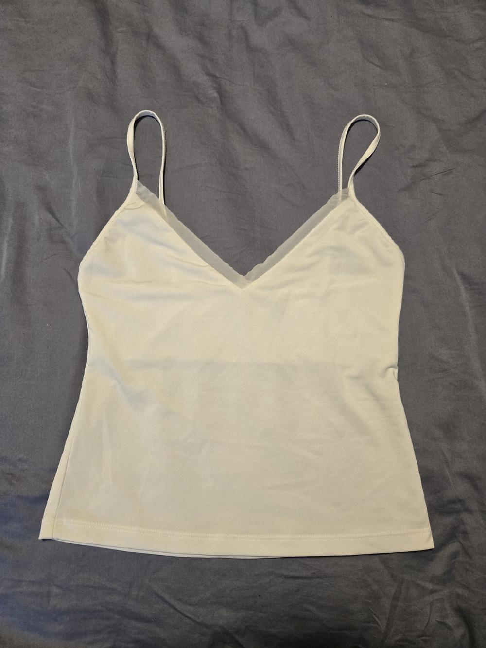 Zara White V-Neck Spaghetti Strap Tank Top Size S